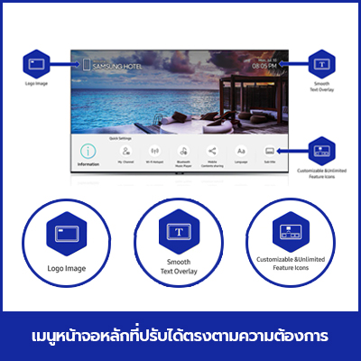 ทีวี Samsung รุ่นที่ใช้กับโรงแรม AT690UKXXT ปรับหน้าจอหลักที่ปรับได้ตรงตามความต้องการ